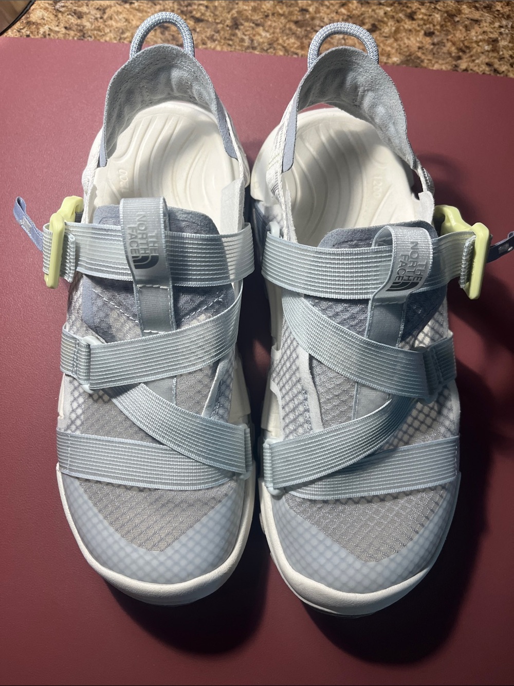 The North Face Light Blue Strappy Sandals with Pale Yellow Buckles